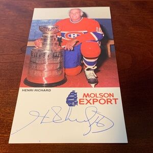 Montreal Canadians Henri Richard Signed Autographed card